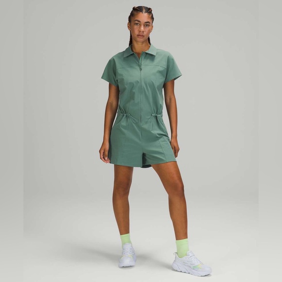 NWT Lululemon Stretch Rib Pocketed Romper in Tidewater Teal - Picture 1 of 14